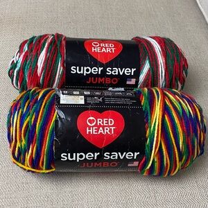 RED HEART•SUPER SAVER JUMBO Yarn•bundle of 2 Vintage